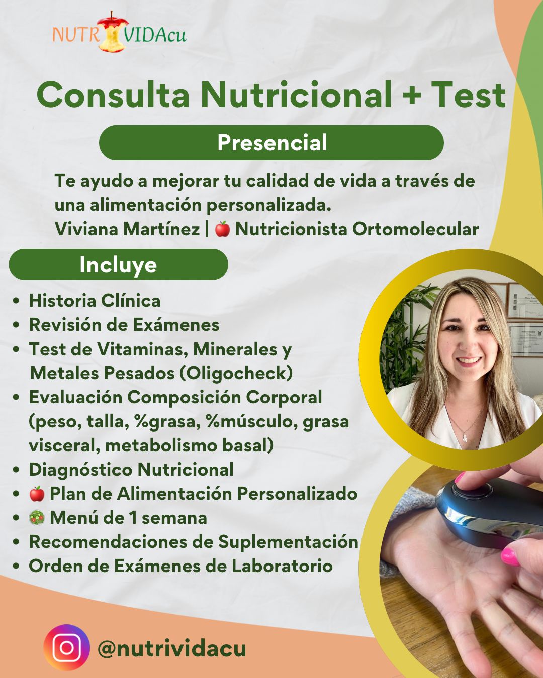 🌐Test Vitaminas, Minerales y Metales Pesados, Oligocheck + Consulta Nutricional ($77.990, Reserva abono 50%) Presencial