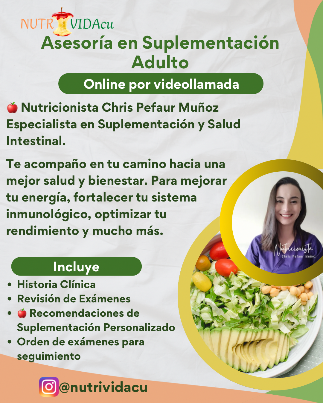 🍏 Asesoría en Suplementación Adulto (online por videollamada)