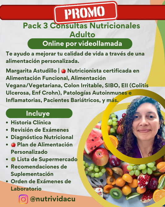 🍉Pack 3 Consultas Nutricionales, Nta Margarita Astudillo